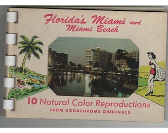 Vintage Florida Miami Beach Souvenir Booklet 10 Kodachrome Color Reproductions