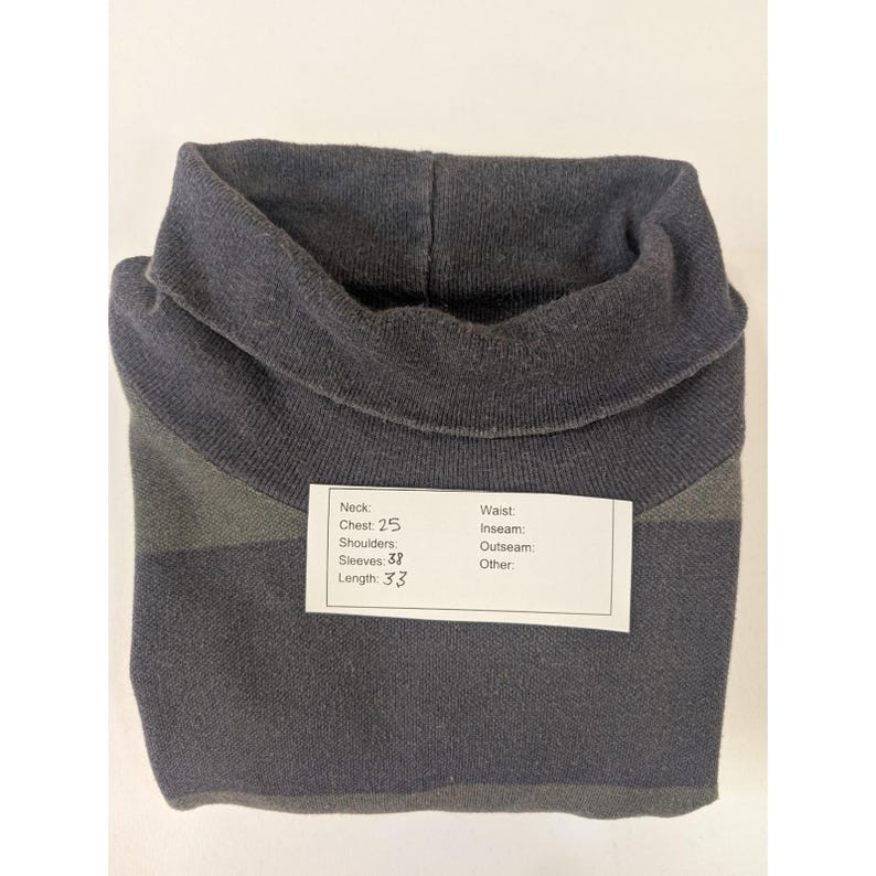 VTG Polo Ralph Lauren Jersey de cuello alto a rayas para hombre XL Gris Azul Manga larga Algodón imagen 5