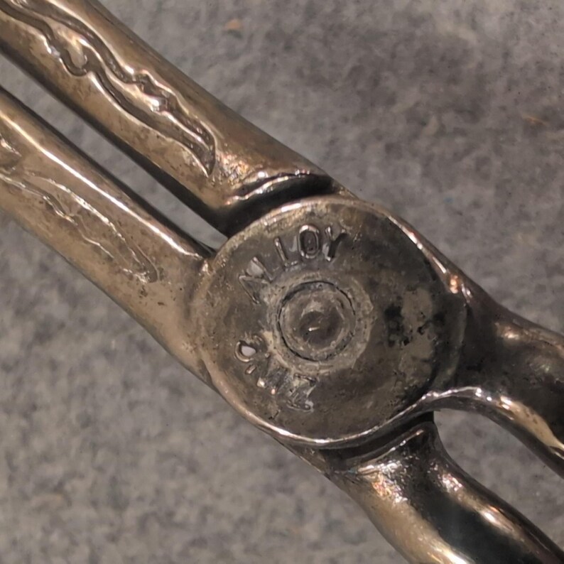 Vintage Silverplate Zinc Alloy Pastry Tongs Ornate Scroll Engraved Server image 7