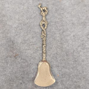 Vintage Figural Deer Souvenir Spoon Bell Shaped Bowl Ornate Silver Tone Metal image 2