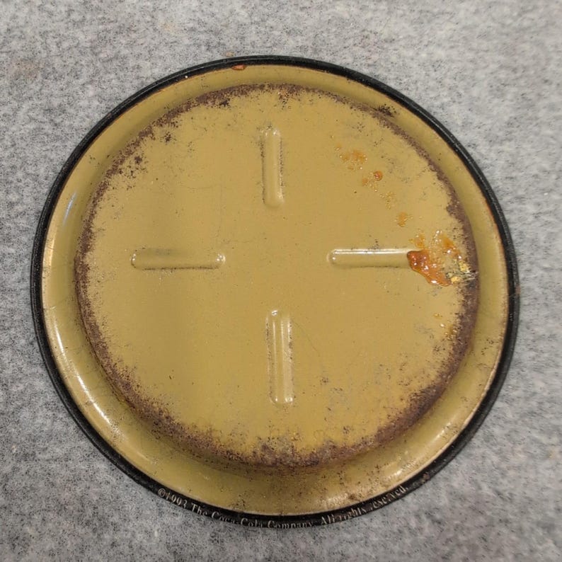 Vintage Coca Cola Metal Tray Coaster Round Red Bottle Graphic Collectible image 3