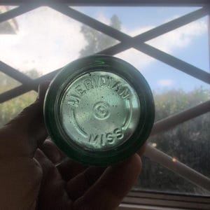 Vintage Coca-Cola Meridian Miss 1958 Hobbleskirt Green Glass Coke Bottle 6oz image 2