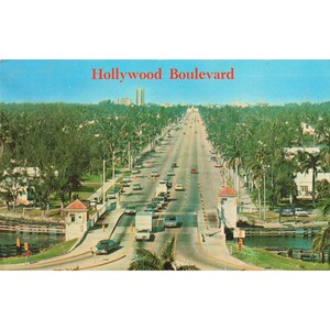 Vintage Hollywood Boulevard Florida Postcard Aerial View 1969 Mont Rubel Chrome image 1