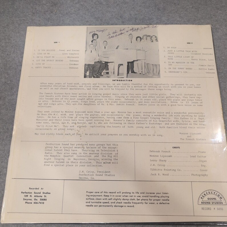 Monroe Lipscomb & The French Sisters Sing If You Believe Vinyl LP Sealed Signed image 2