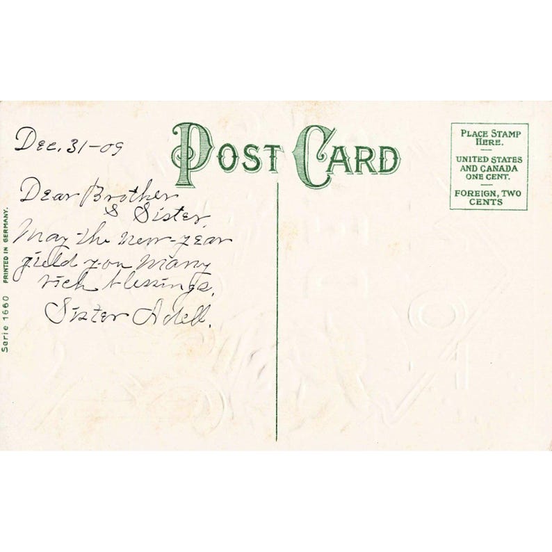 Antique 1909 To My Dear Brother Embossed Postcard Red Roses Printed in Germany image 2