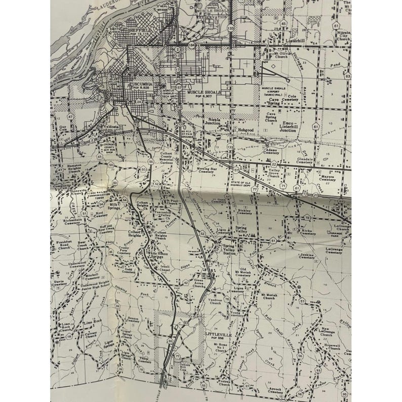 VTG 1978 Colbert County Alabama Highway Map 25" x 18" Tuscumbia Muscle Shoals image 4