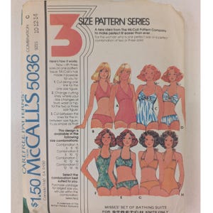 VTG 1976 McCall's 5036 Sewing Pattern Misses' Stretch Knit Bathing Suits FF/UC image 1