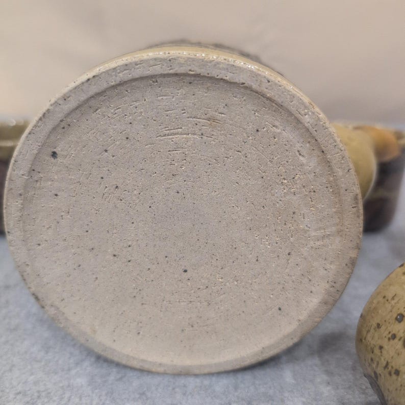 Servizio da tè vintage in ceramica dipinta a mano, teiera per 6 tazze, motivo uccelli, fiori, macchie, color beige immagine 10