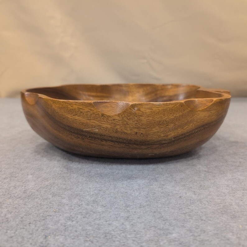 Vintage Wood Grape Bunch Shaped Serving Bowl Rustic Kitchen Decor image 3