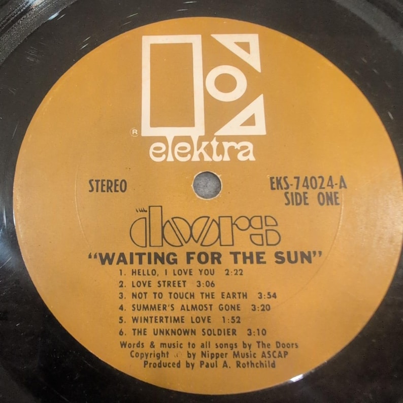 The Doors Waiting For The Sun Vinyl LP Record Elektra EKS-74024 Stereo No Sleeve image 1