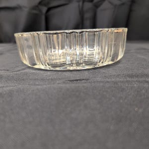 Vintage Clear Pressed Glass Ribbed Bowl Geometric Sunburst Base Candy Dish image 4