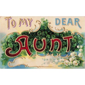 Vtg 1908 To My Dear Aunt Embossed Postcard Clover Lily Germany 1c Stamp afbeelding 1