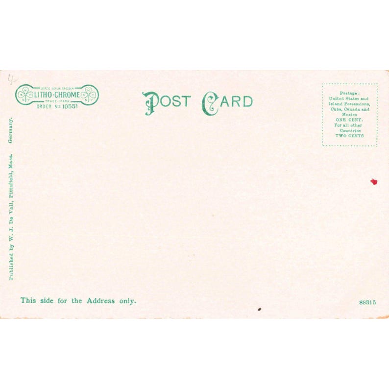Stara pocztówka litograficzna „Dom Miłosierdzia” w Pittsfield, Massachusetts, W. J. De Vall 88315 zdjęcie 2