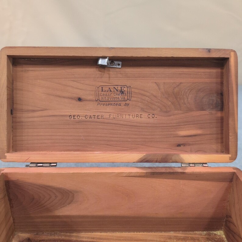 Vintage Lane Cedar Chest Miniature Jewelry Trinket Box Geo Cater Furniture Co image 5