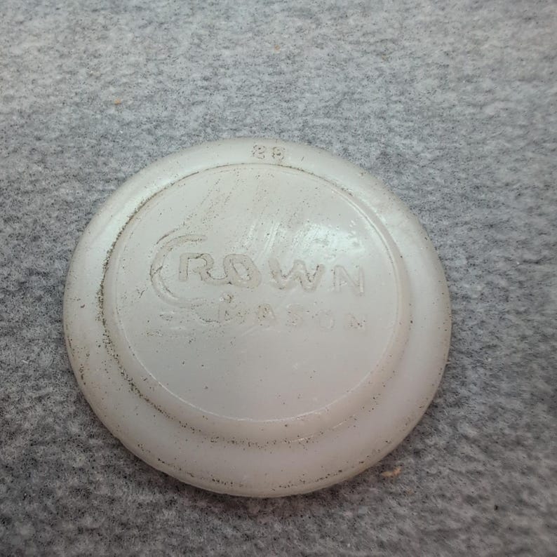 6 Vintage White Crown & More Canning Milk Jar Lids image 5