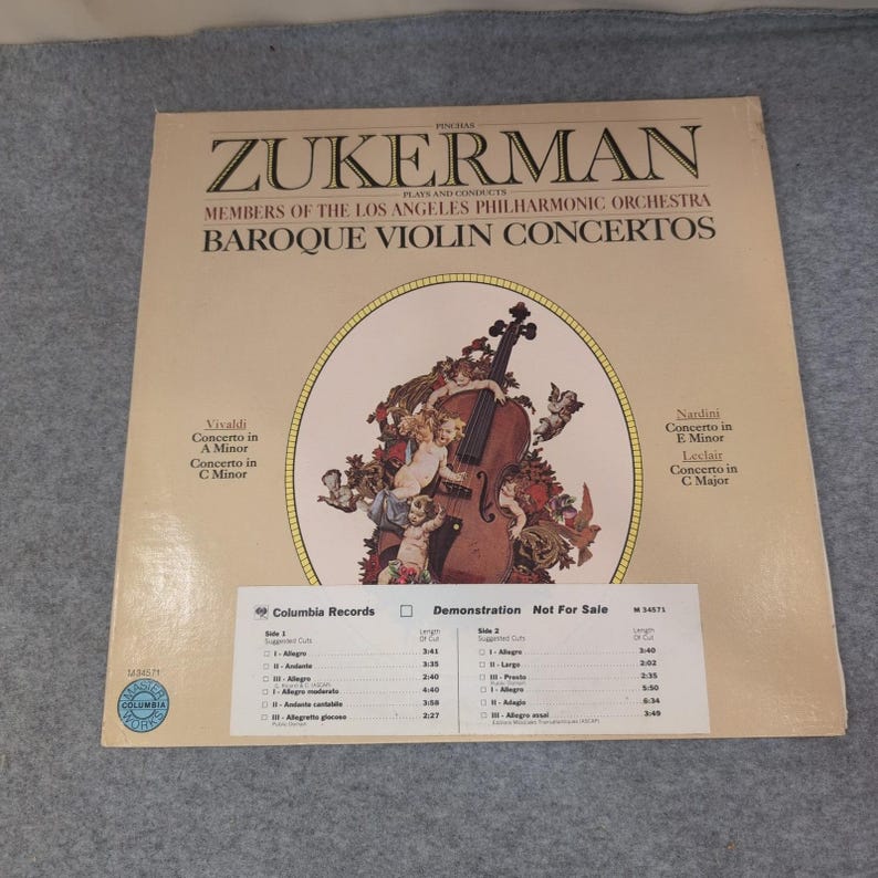 Pinchas Zukerman Baroque Violin Concertos LA Philharmonic Columbia Vinyl M 34571 image 1
