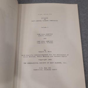 Tap Roots Epitaphs East-Central Alabama Cemeteries V1 Pine Hill Camp Hill 1982 image 2