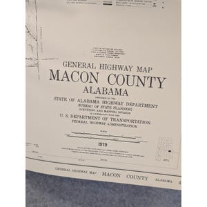 Vintage 1979 Macon County Alabama Highway Map Road Atlas Tuskegee 25" x 18" image 2