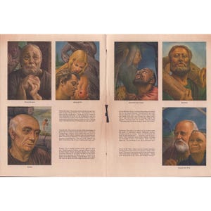 Vintage-Kunstdrucke mit biblischen Illustrationen von Guy Rowe: Josef, Jesaja, David und Elisa Bild 2