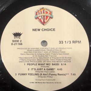 New Choice People Want Bass 12" Vinyl Maxi-Single 1988 Warner Bros 0-21166 VG image 6