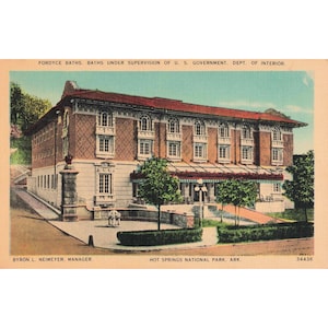 Fordyce Baths Hot Springs National Park Arkansas Leinen Postkarte Metrocraft 1930er Jahre Bild 1