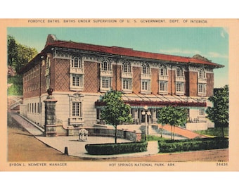 Fordyce Baths Hot Springs National Park Arkansas Linen Postcard Metrocraft 1930s