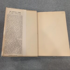 Tan poco tiempo. Una novela de John P. Marquand, libro de tapa dura vintage de 1943. imagen 4