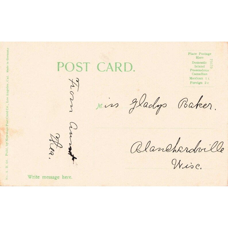 Cartão-postal antigo de 1910 de Los Angeles, CA, colhendo cravos em um campo. Verso dividido. Em bom estado de conservação. imagem 2