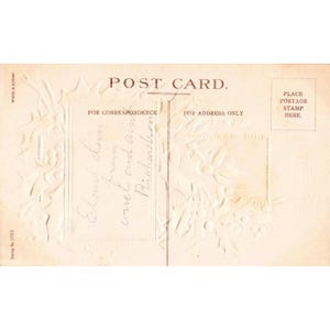 Vtg Embossed Christmas Postcard Snowy Cottage Cross Holly Germany Series 1053 image 2
