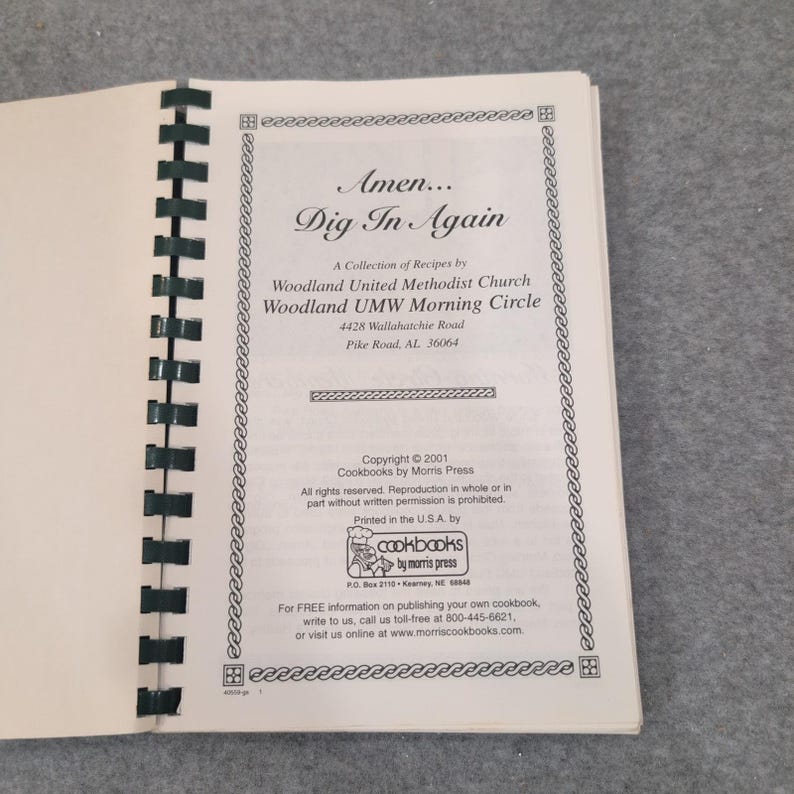 Amen... Dig In Again Woodland United Methodist Church Alabama Cookbook 2001 VG+ image 2