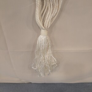 Vintage Macrame Plant Hanger Cream Rope Wood Beads Boho Indoor Outdoor Decor image 2