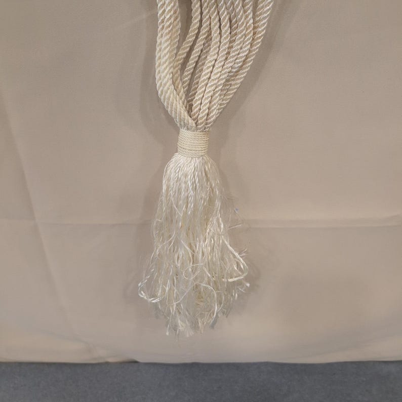 Vintage Macrame Plant Hanger Cream Rope Wood Beads Boho Indoor Outdoor Decor image 2