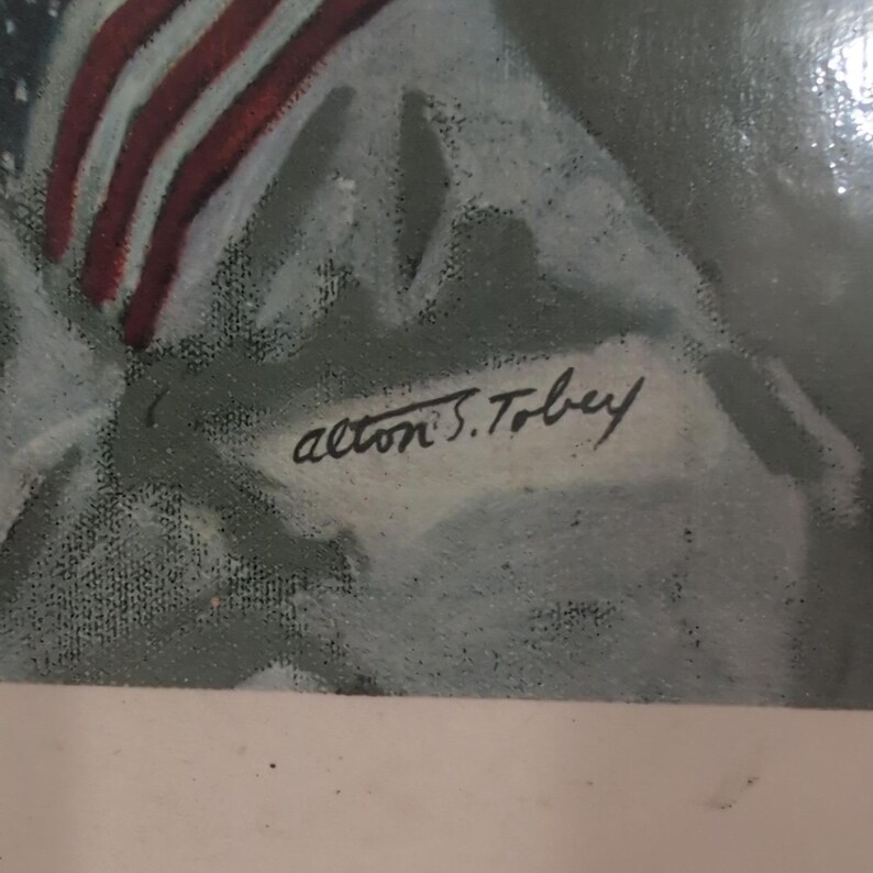 Vtg 1969 Apollo 11 Astronauts First On The Moon Alton S Tobey Print Laminated image 4