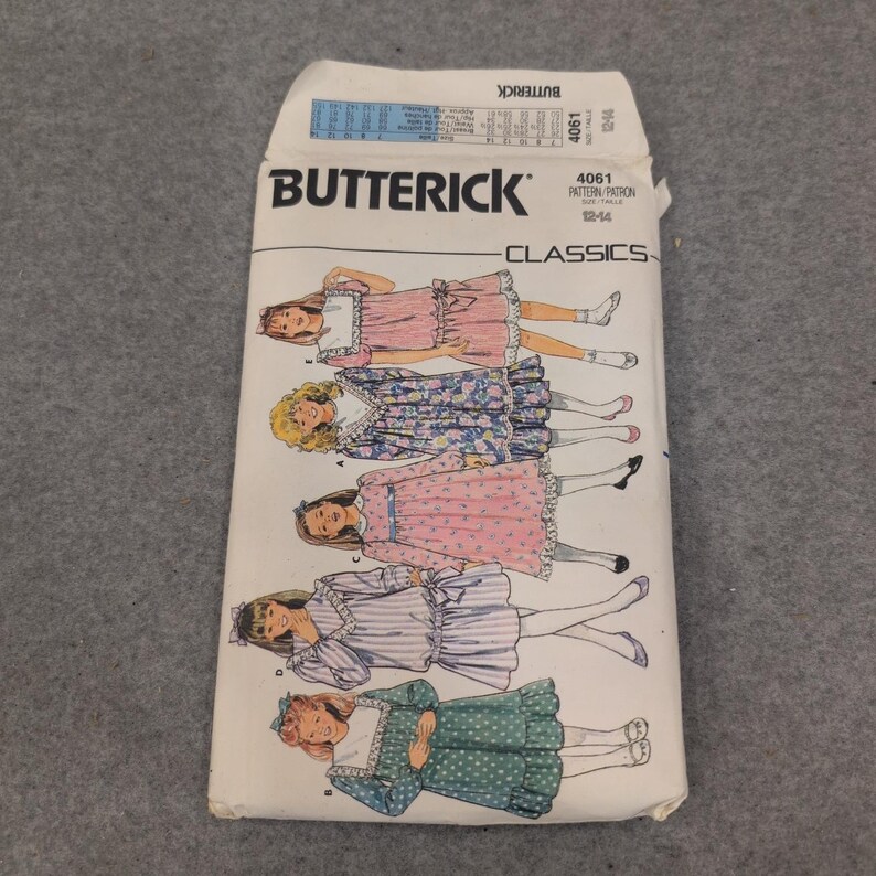 Butterick 4061 Classics Girls Dress Sewing Pattern Size 12-14 Vintage 1988 image 1