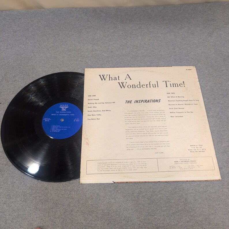 The Inspirations What A Wonderful Time Vinyl LP Mark V IR 4048 Southern Gospel image 2