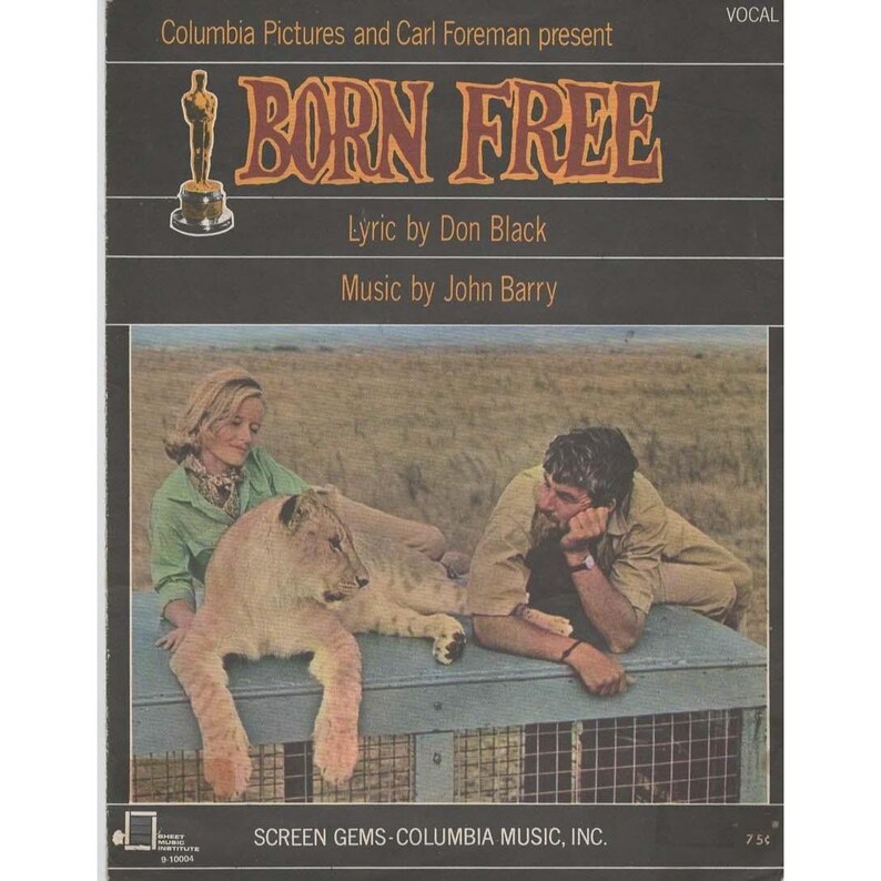 Born Free Sheet Music 1966 Don Black John Barry Columbia Pictures image 1