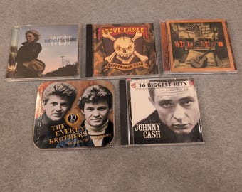 Lot de 5 CD de musique country hors-la-loi Johnny Cash Willie Nelson Steve Earle Lucinda Williams