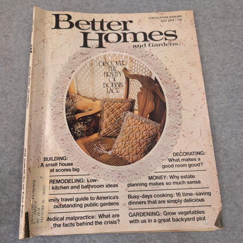 Better Homes and Gardens Magazine April 1976 Klöppelspitzen-Umbauideen VG- Bild 1