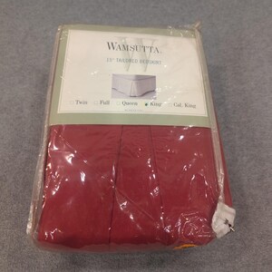 Wamsutta King Size Tailored Bedskirt Red Split Corner 15 Inch Drop New image 4