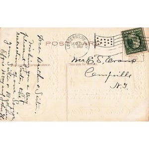 Vtg 1909 Easter Greetings Postcard Embossed Chick Nest Daisy Sunset NY Postmark image 2