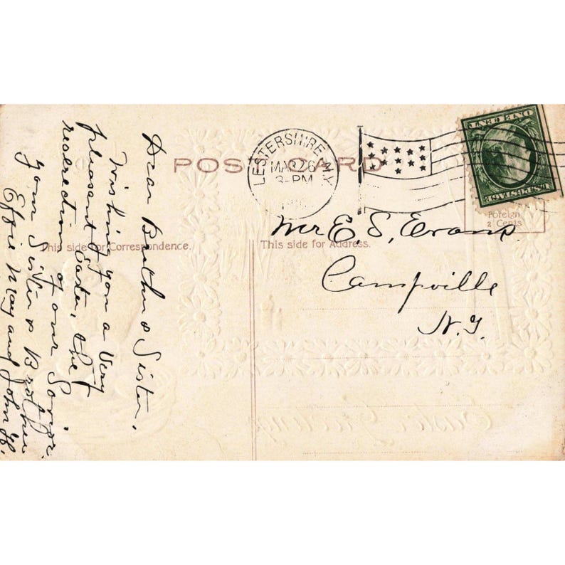 Vtg 1909 Easter Greetings Postcard Embossed Chick Nest Daisy Sunset NY Postmark image 2
