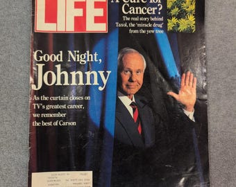 Revista LIFE, mayo de 1992, número final de Johnny Carson, cura para el cáncer, Taxol