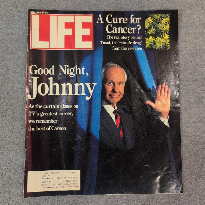 LIFE Magazine May 1992 Johnny Carson Finale Issue Cure for Cancer Taxol image 1