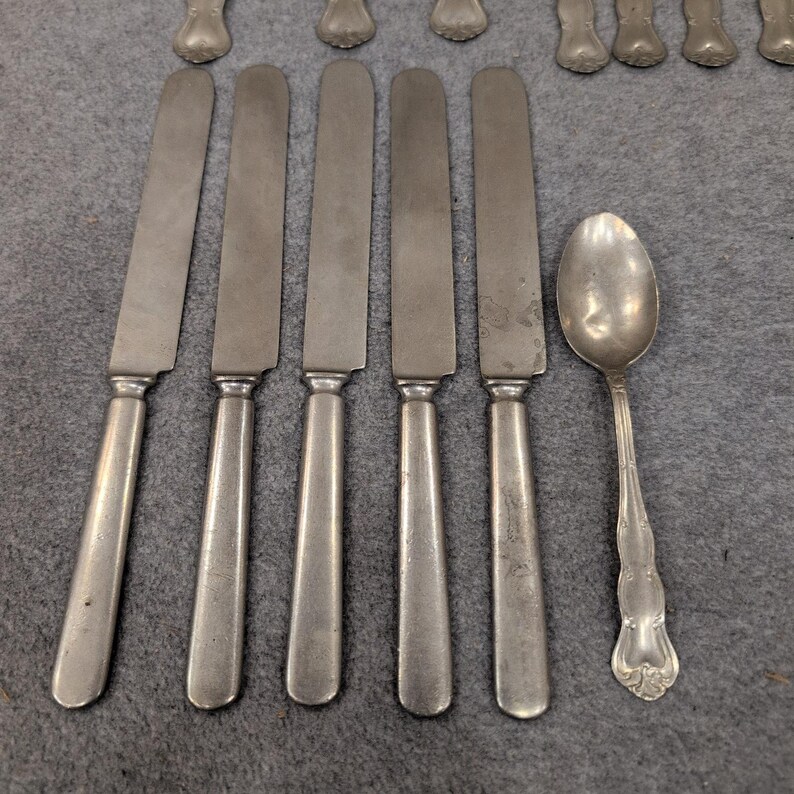 Crescent Nickel Silver Flatware Set 14pc Ornate Scroll Forks Spoons Knives image 2