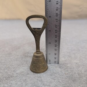 Vintage Brass Bell Bottle Opener Engraved Floral Design Unique Bar Tool image 6