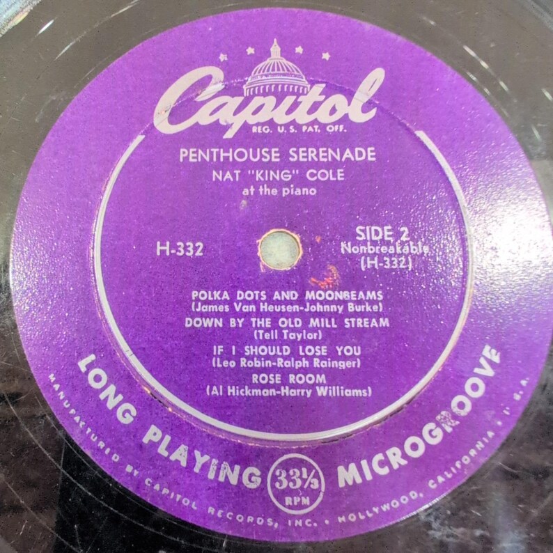 Nat King Cole Penthouse Serenade 10in Vinyl LP Capitol Records H-332 Piano Solo image 2