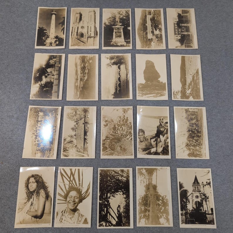 ニューカレドニア産1940年代ヴィンテージRPPCポストカード20枚セット - 写真をご覧ください！ 画像 1