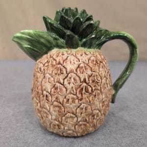 The Haldon Group 1986 Ceramic Pineapple Pitcher Creamer Yellow Green Vintage image 1