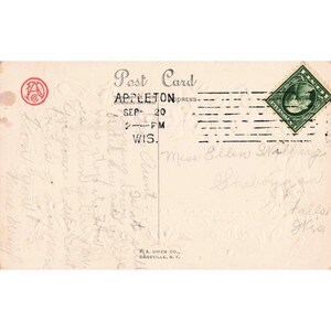 Postal antigua de la serie Good Cheer n.º 434, RPPC, con violetas en relieve y matasellos de 1920. imagen 2