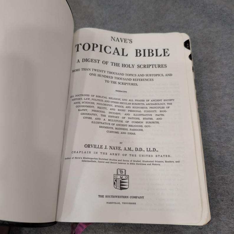 ネイブス・トピック別聖書 聖書要約 1962年 サウスウェスタン社 サム索引 画像 4
